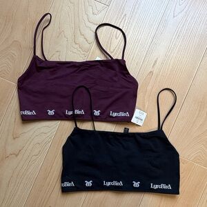 LyreBird Maroon & Black Seamless Bra Bralette Size L/XL NWT